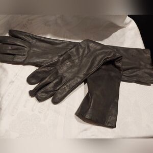 Elegant ELBOW-LENGT dark Gray Leather Gloves